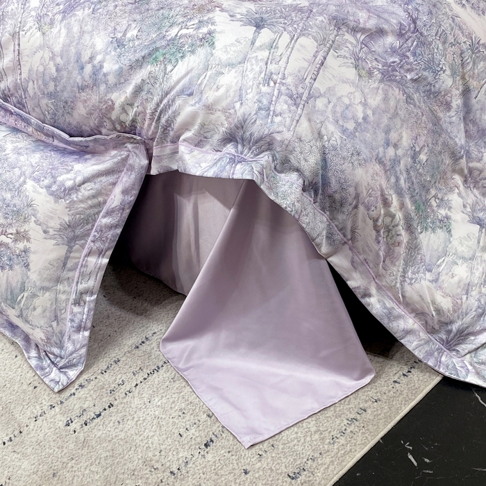 91家纺网 家纺一手货源 找家纺 大麦乐田 2025新款数码印花一字绣宽边四件套 梦境 紫