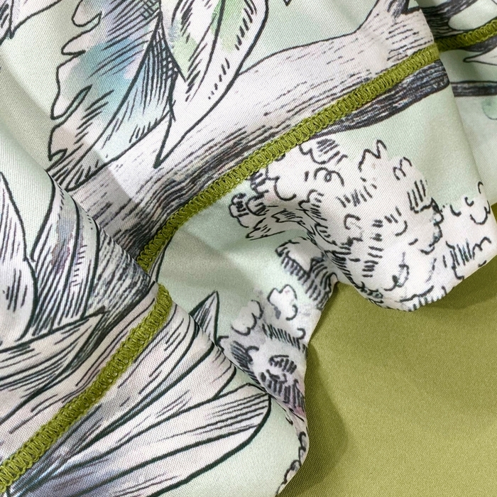 91家纺网 家纺一手货源 找家纺 大麦乐田 2025新款数码印花一字绣宽边四件套 寻觅 绿