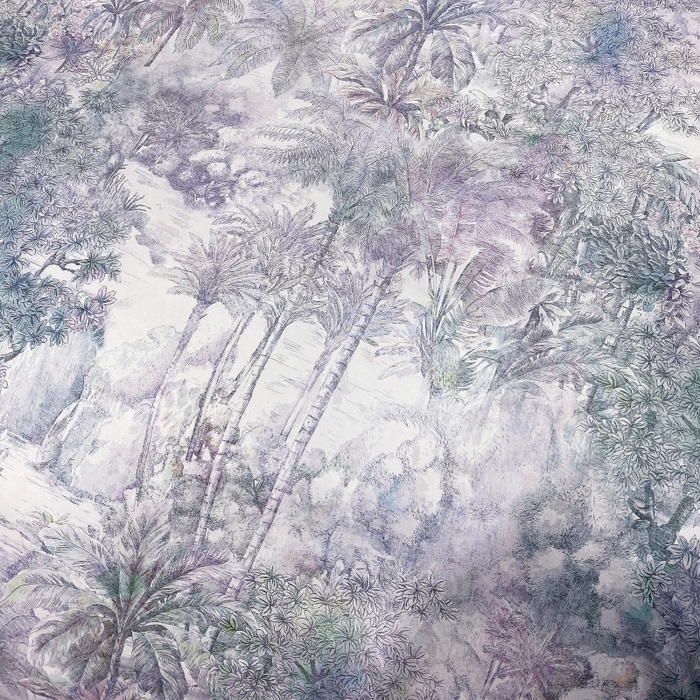 91家纺网 家纺一手货源 找家纺 大麦乐田 2025新款数码印花一字绣宽边四件套 梦境 紫