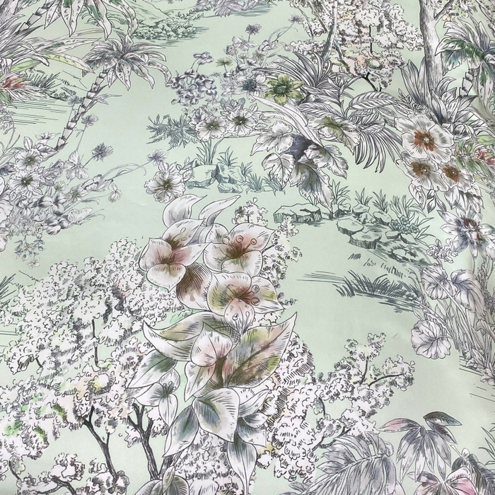 91家纺网 家纺一手货源 找家纺 大麦乐田 2025新款数码印花一字绣宽边四件套 寻觅 绿