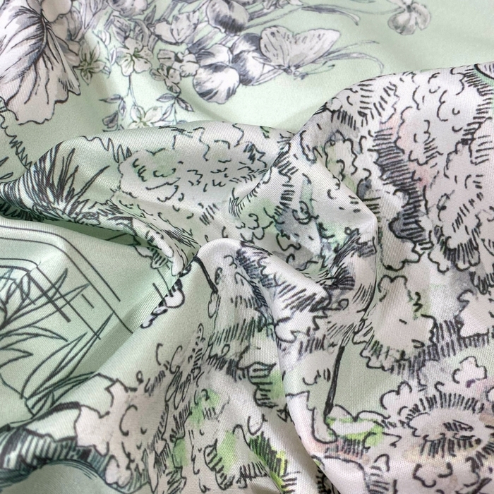 91家纺网 家纺一手货源 找家纺 大麦乐田 2025新款数码印花一字绣宽边四件套 寻觅 绿