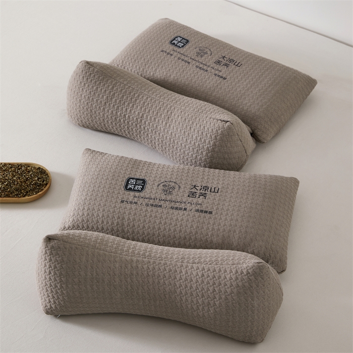 91家纺网 家纺一手货源 找家纺 大熊枕芯 2025新款大凉山苦荞全荞麦壳 三角组合款荞麦枕 咖色/只