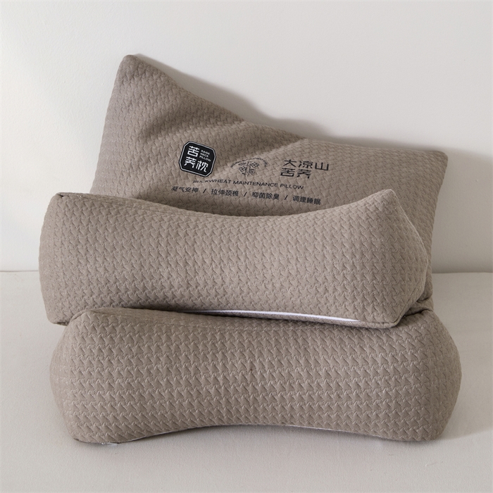 91家纺网 家纺一手货源 找家纺 大熊枕芯 2025新款大凉山苦荞全荞麦壳 三角组合款荞麦枕 咖色/对