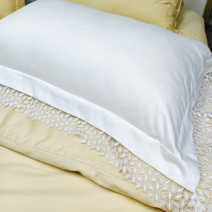 91家纺网 家纺一手货源 找家纺 （总）澜屿 新款全棉100支白色花边纯色单品短枕套枕头套