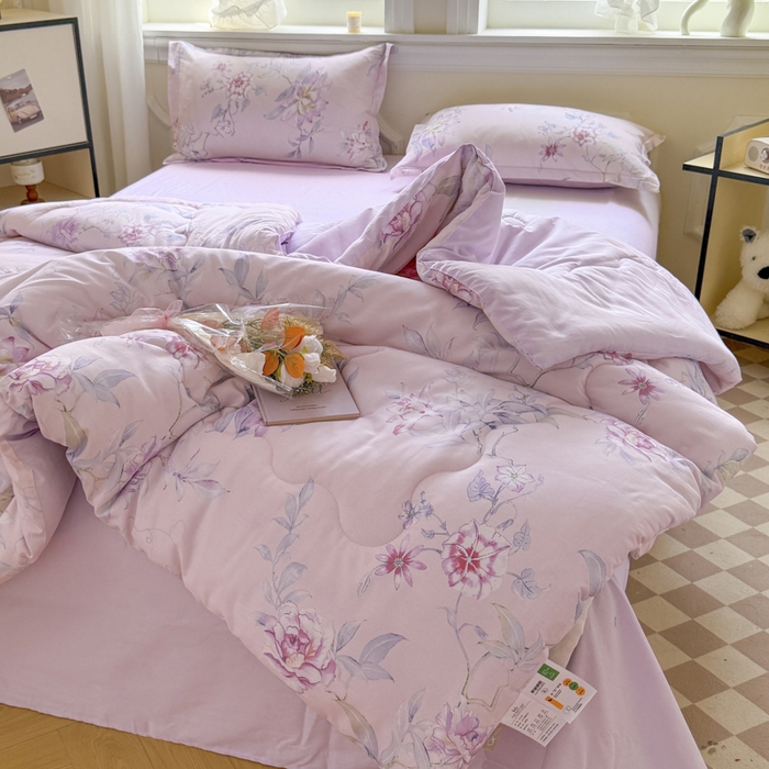 91家纺网 家纺一手货源 找家纺 善嘉澜家纺旗舰店 2025新款全棉A类直播热款全网最低价春秋被 海棠听风