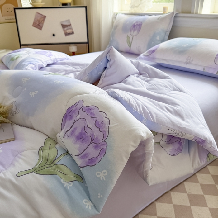 91家纺网 家纺一手货源 找家纺 善嘉澜家纺旗舰店 2025新款全棉A类直播热款全网最低价春秋被 郁金香