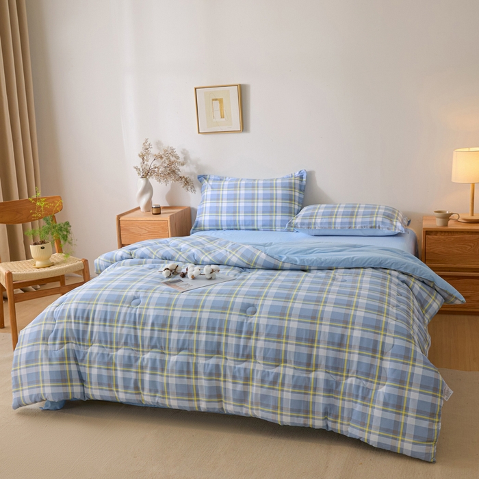 91家纺网 家纺一手货源 找家纺 善嘉澜家纺旗舰店 2025新款全棉A类直播热款全网最低价春秋被 松韵蓝