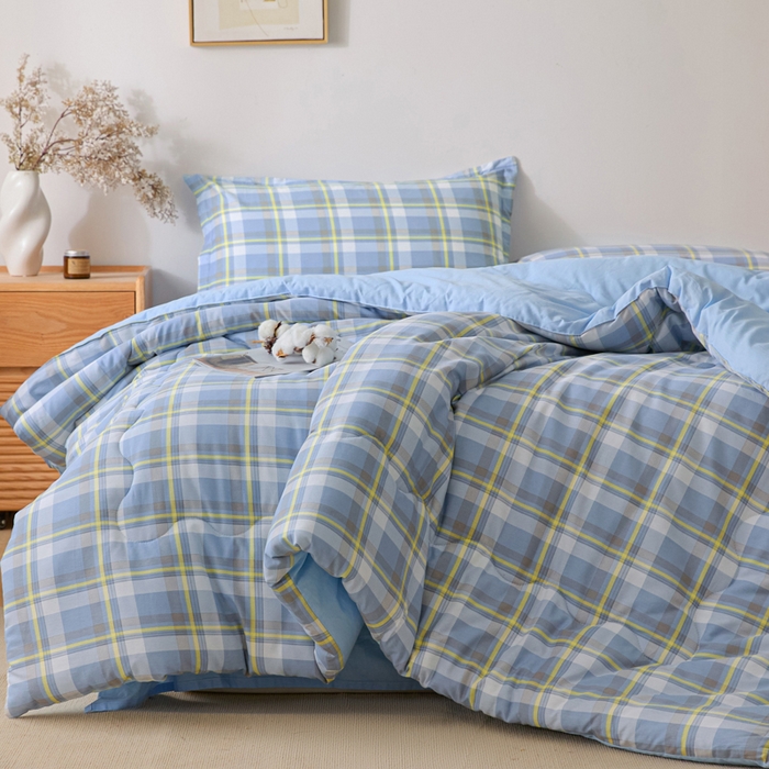 91家纺网 家纺一手货源 找家纺 善嘉澜家纺旗舰店 2025新款全棉A类直播热款全网最低价春秋被 松韵蓝