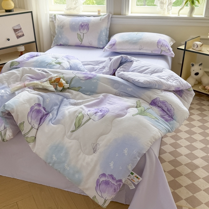 91家纺网 家纺一手货源 找家纺 善嘉澜家纺旗舰店 2025新款全棉A类直播热款全网最低价春秋被 郁金香