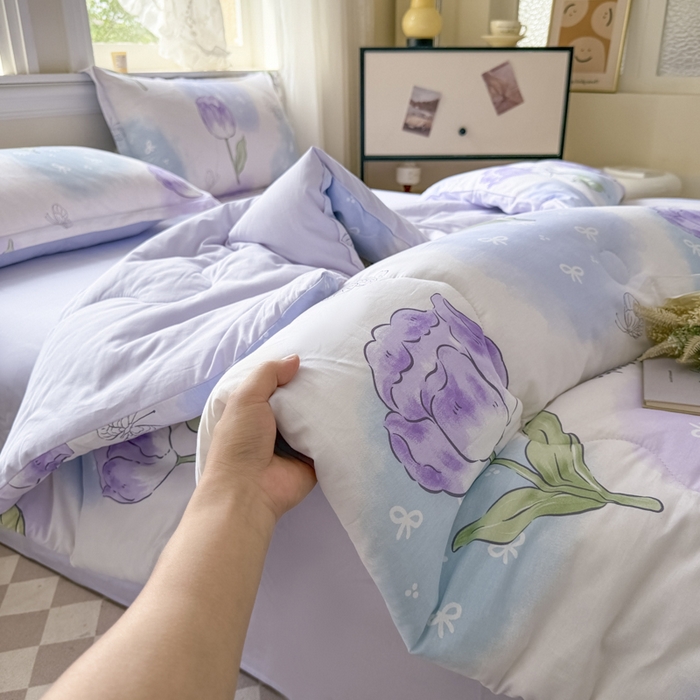 91家纺网 家纺一手货源 找家纺 善嘉澜家纺旗舰店 2025新款全棉A类直播热款全网最低价春秋被 郁金香