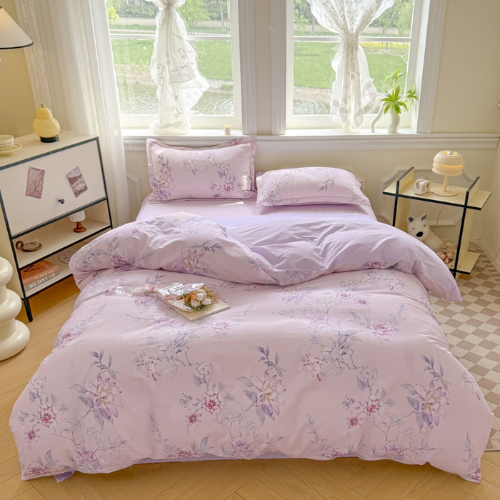 善嘉澜家纺旗舰店 2025 新款全棉直播爆款四件套 海棠听风