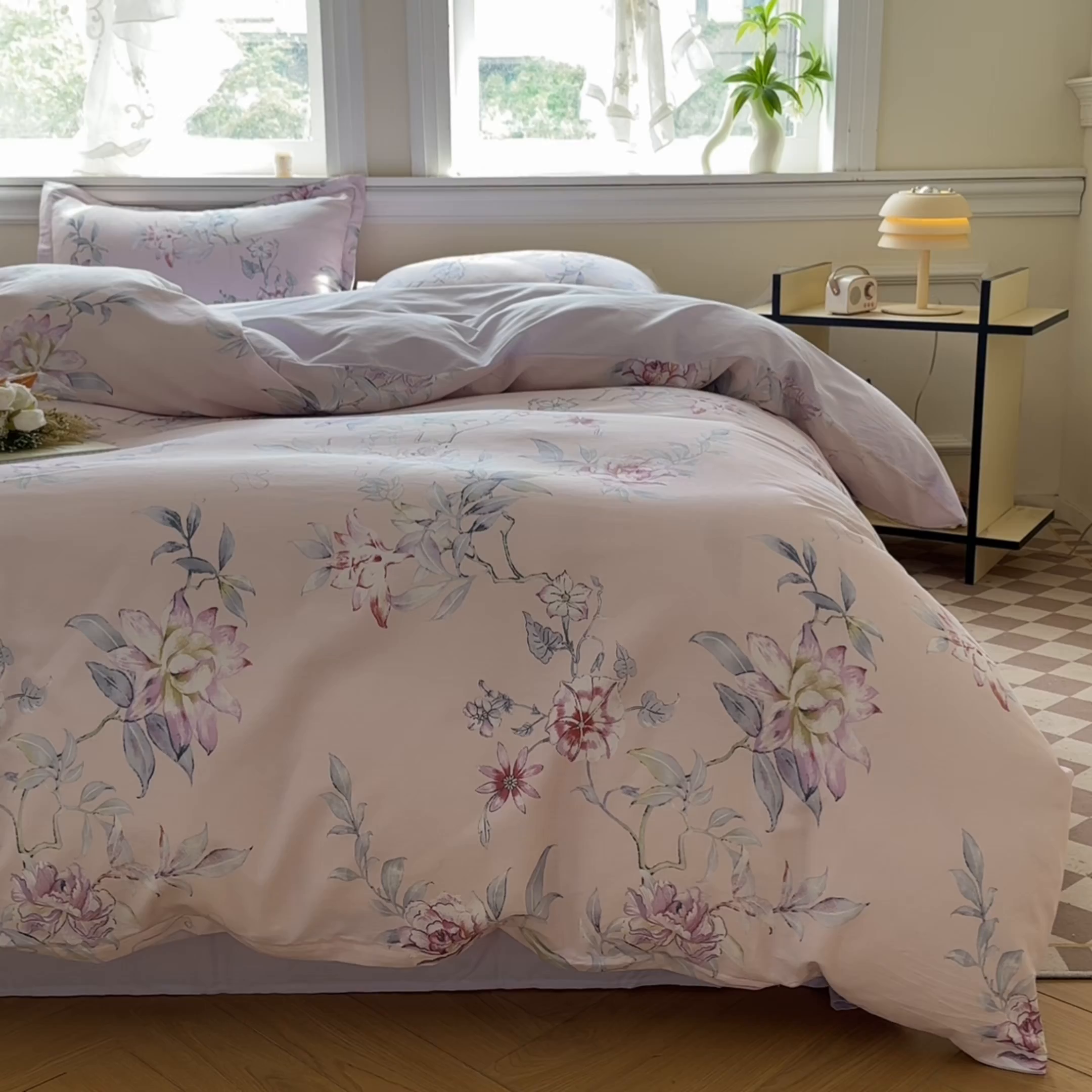 91家纺网 家纺一手货源 找家纺 善嘉澜家纺旗舰店 2025 新款全棉直播爆款四件套 海棠听风