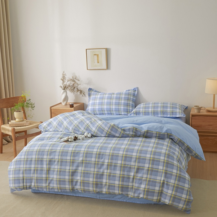 91家纺网 家纺一手货源 找家纺 善嘉澜家纺旗舰店 2025 新款全棉直播爆款四件套 松韵蓝