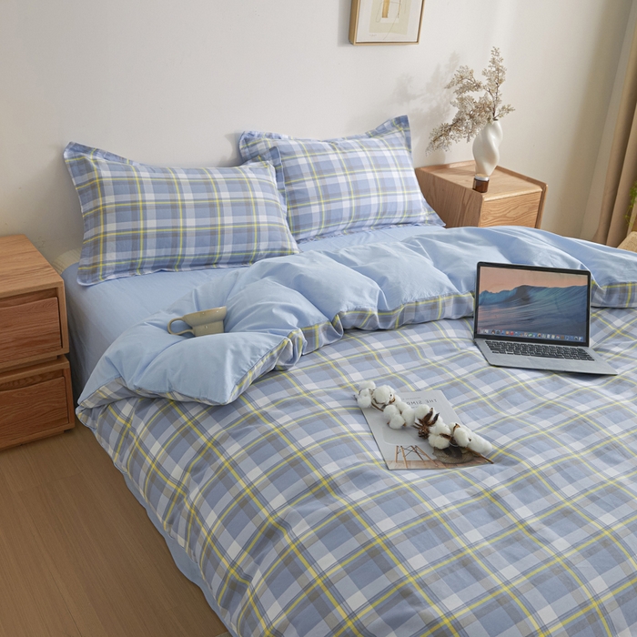 91家纺网 家纺一手货源 找家纺 善嘉澜家纺旗舰店 2025 新款全棉直播爆款四件套 松韵蓝