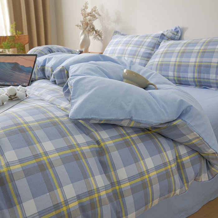 91家纺网 家纺一手货源 找家纺 善嘉澜家纺旗舰店 2025 新款全棉直播爆款四件套 松韵蓝