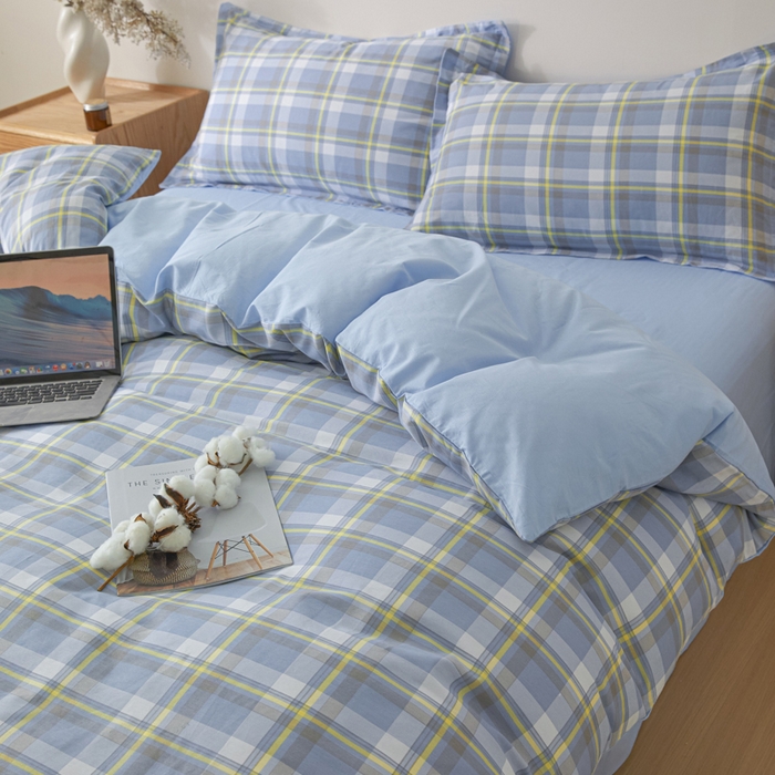 91家纺网 家纺一手货源 找家纺 善嘉澜家纺旗舰店 2025 新款全棉直播爆款四件套 松韵蓝