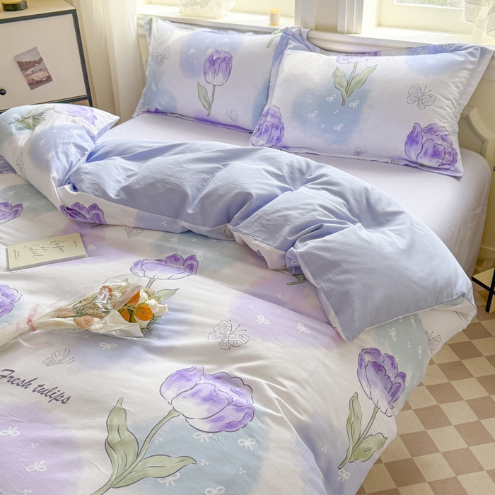 91家纺网 家纺一手货源 找家纺 善嘉澜家纺旗舰店 2025 新款全棉直播爆款四件套 郁金香