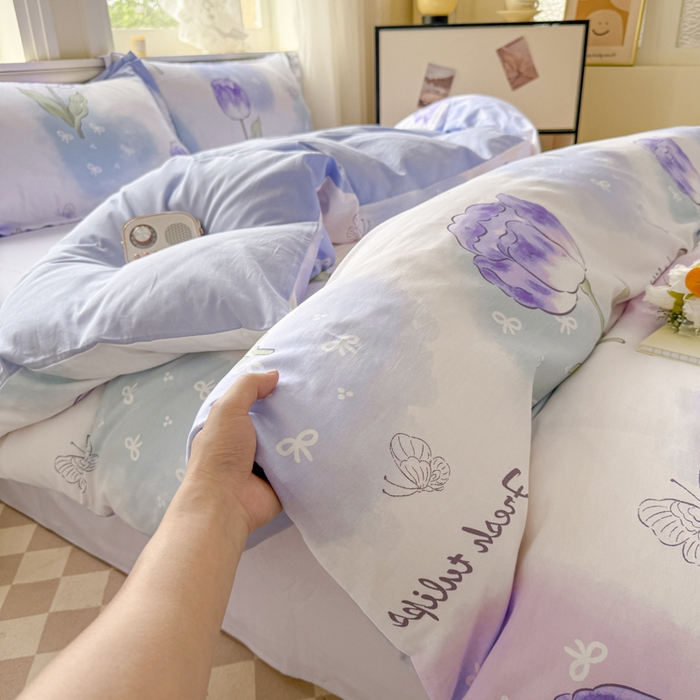 91家纺网 家纺一手货源 找家纺 善嘉澜家纺旗舰店 2025 新款全棉直播爆款四件套 郁金香