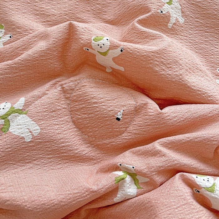 91家纺网 家纺一手货源 找家纺 （总）梦莱斯 2025新款云感木棉皱皱纱全棉花边款夏被四件套