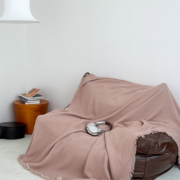 91家纺网 家纺一手货源 找家纺 （总）山舍家居 2025新款全棉四层纱流苏盖毯第三批沙发图