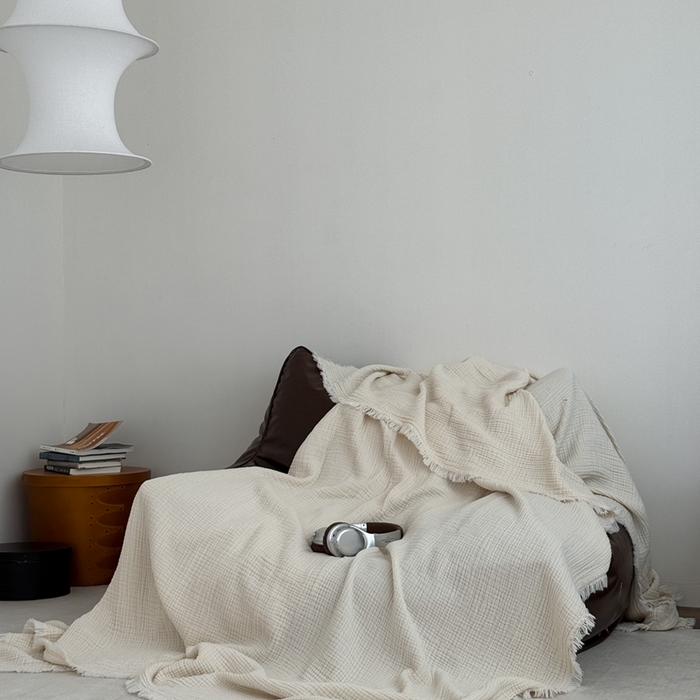 91家纺网 家纺一手货源 找家纺 （总）山舍家居 2025新款全棉四层纱流苏盖毯第三批沙发图