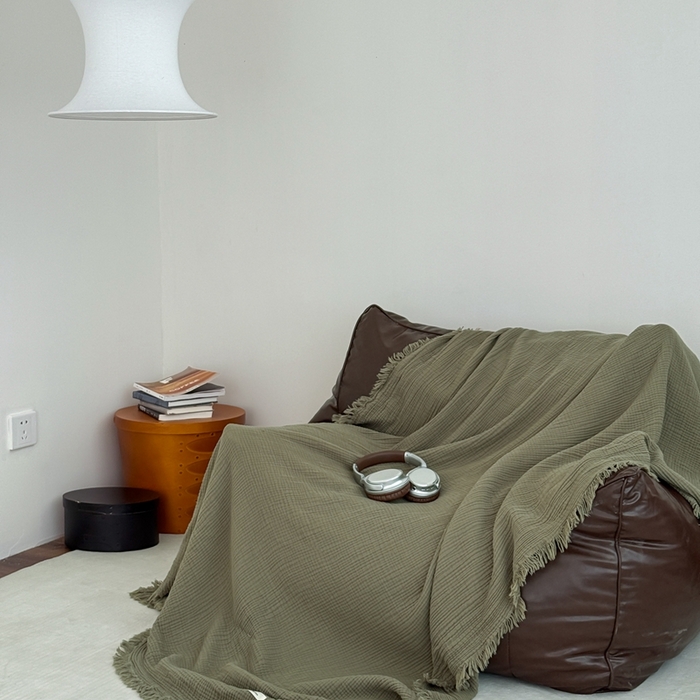 91家纺网 家纺一手货源 找家纺 （总）山舍家居 2025新款全棉四层纱流苏盖毯第三批沙发图