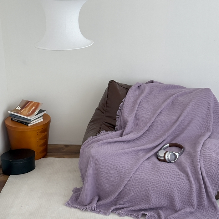 91家纺网 家纺一手货源 找家纺 （总）山舍家居 2025新款全棉四层纱流苏盖毯第三批沙发图