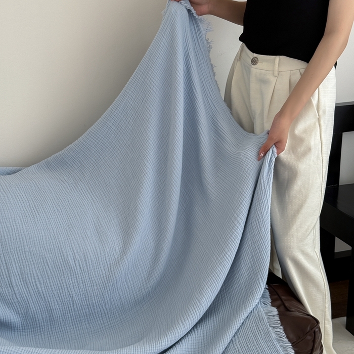 91家纺网 家纺一手货源 找家纺 （总）山舍家居 2025新款全棉四层纱流苏盖毯第三批沙发图