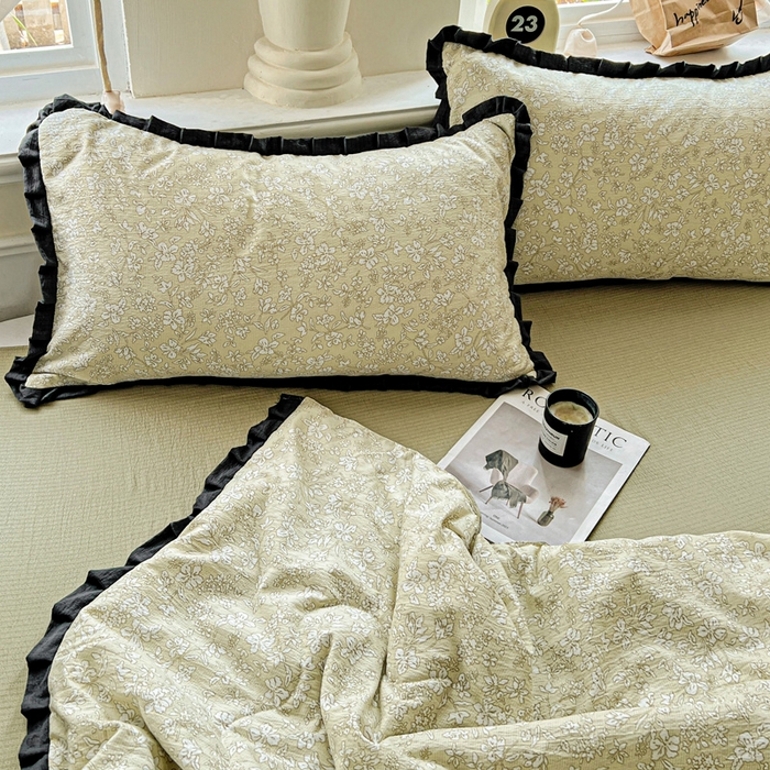 91家纺网 家纺一手货源 找家纺 仟网汇 2025新款皱皱纱赫本风花边夏被夏凉被空调被四件套 赫本风-安夏