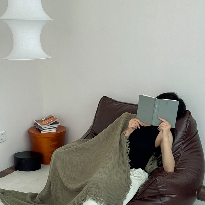 山舍家居 2025新款全棉四层纱流苏盖毯第三批沙发图 松石绿