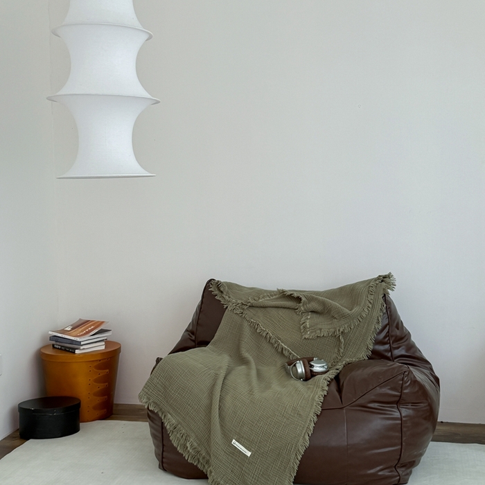 91家纺网 家纺一手货源 找家纺 山舍家居 2025新款全棉四层纱流苏盖毯第三批沙发图 松石绿