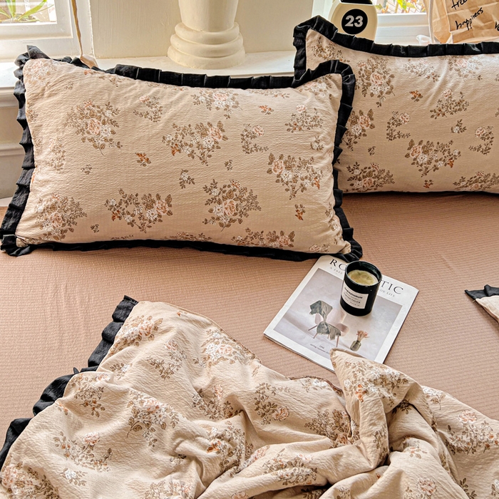 91家纺网 家纺一手货源 找家纺 仟网汇 2025新款皱皱纱赫本风花边夏被夏凉被空调被四件套 赫本风-可颂