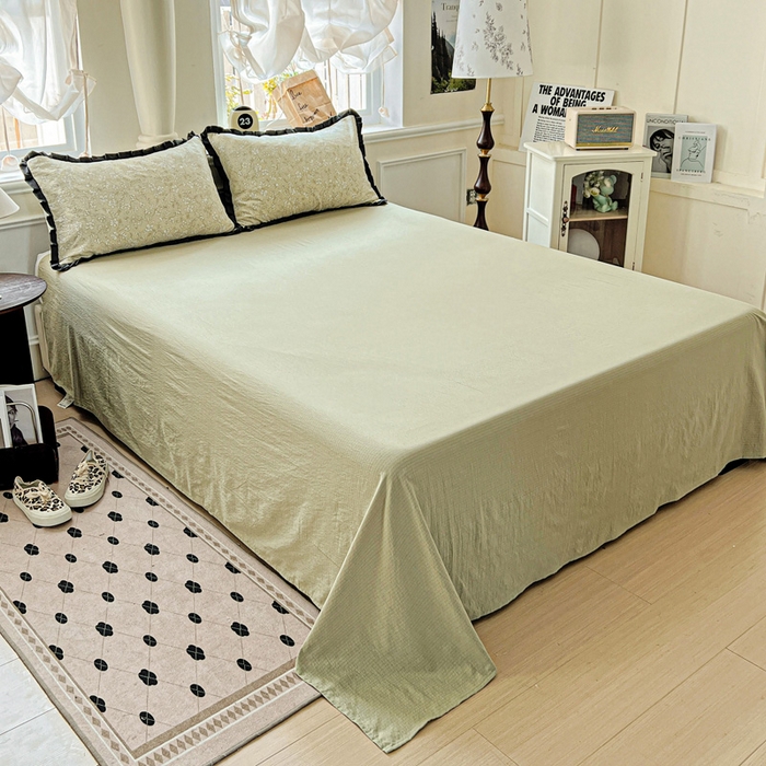 91家纺网 家纺一手货源 找家纺 仟网汇 2025新款皱皱纱赫本风花边夏被夏凉被空调被四件套 赫本风-安夏