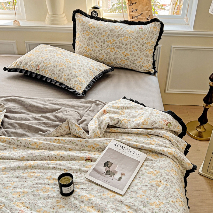 91家纺网 家纺一手货源 找家纺 仟网汇 2025新款皱皱纱赫本风花边夏被夏凉被空调被四件套 赫本风-妮可