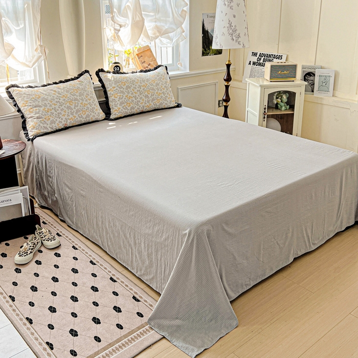 91家纺网 家纺一手货源 找家纺 仟网汇 2025新款皱皱纱赫本风花边夏被夏凉被空调被四件套 赫本风-妮可