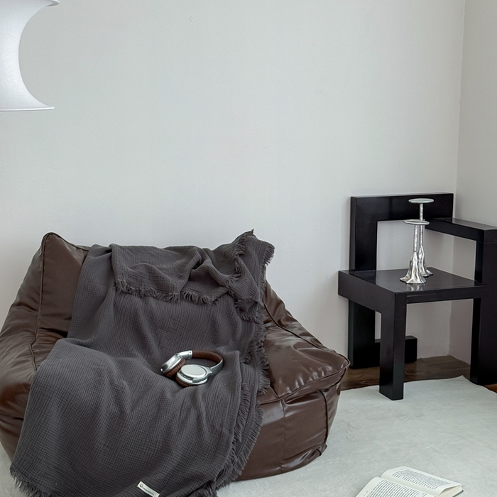 91家纺网 家纺一手货源 找家纺 山舍家居 2025新款全棉四层纱流苏盖毯第三批沙发图 炭黑