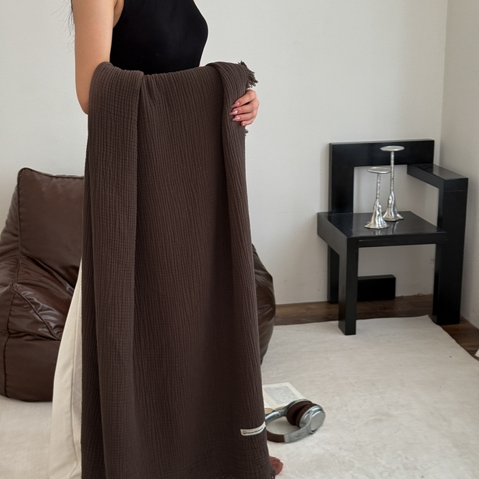 91家纺网 家纺一手货源 找家纺 山舍家居 2025新款全棉四层纱流苏盖毯第三批沙发图 陶泥