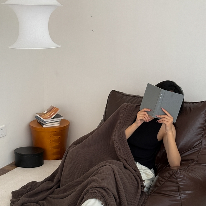 山舍家居 2025新款全棉四层纱流苏盖毯第三批沙发图 陶泥