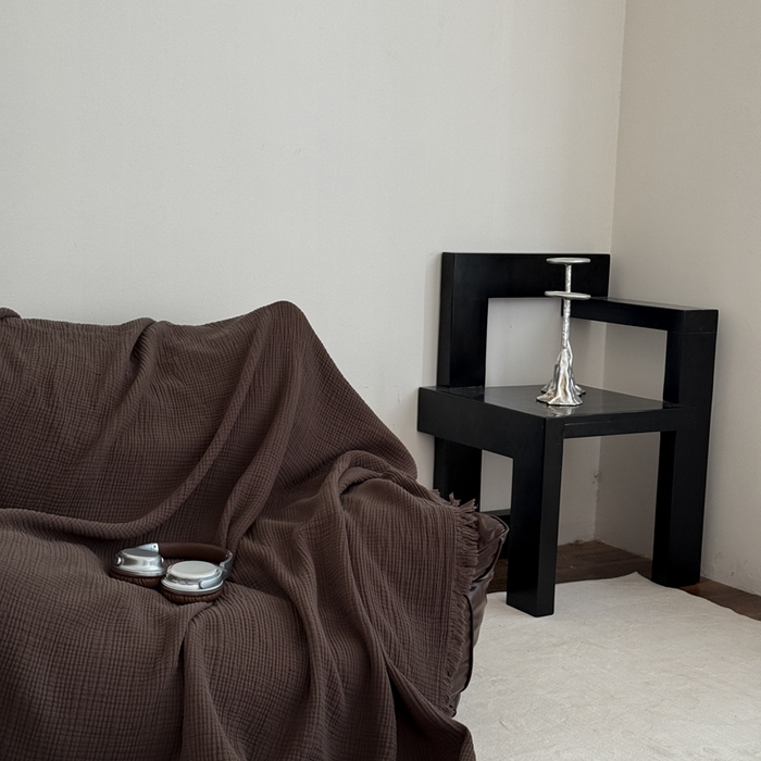 91家纺网 家纺一手货源 找家纺 山舍家居 2025新款全棉四层纱流苏盖毯第三批沙发图 陶泥