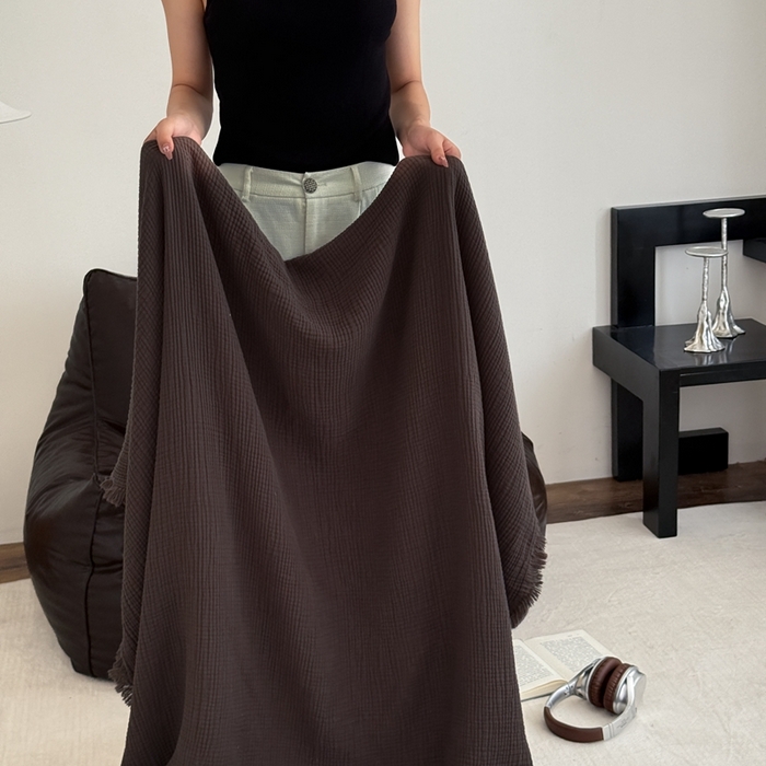 91家纺网 家纺一手货源 找家纺 山舍家居 2025新款全棉四层纱流苏盖毯第三批沙发图 陶泥