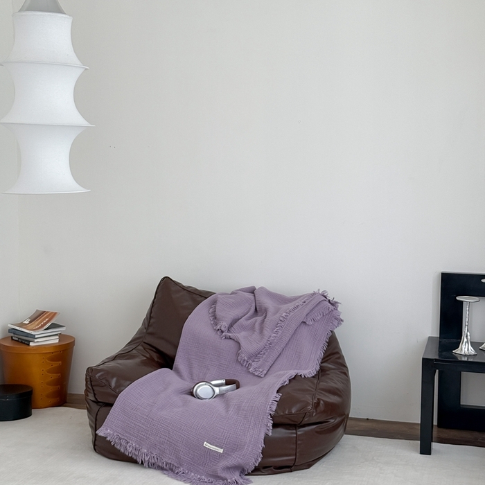 91家纺网 家纺一手货源 找家纺 山舍家居 2025新款全棉四层纱流苏盖毯第三批沙发图 烟紫