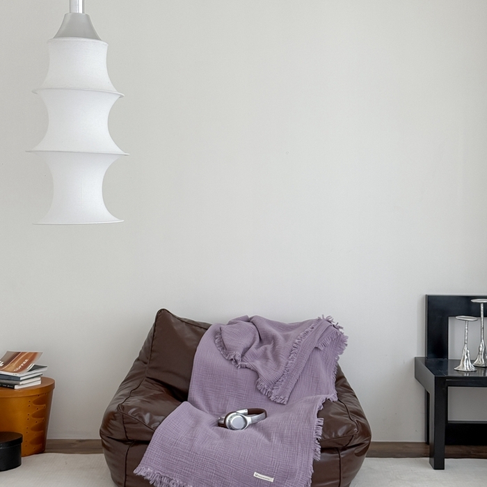 91家纺网 家纺一手货源 找家纺 山舍家居 2025新款全棉四层纱流苏盖毯第三批沙发图 烟紫