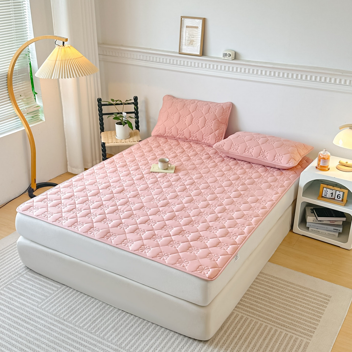 91家纺网 家纺一手货源 找家纺 恒尚居 2025新款大豆抗菌床垫床护垫软垫床褥子防滑学生软床垫四季款-格林 格林-豆粉