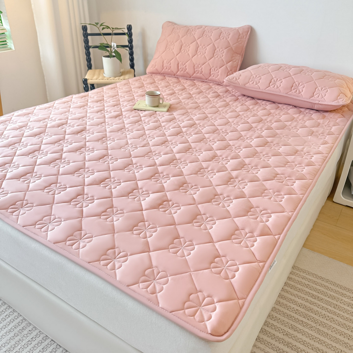 91家纺网 家纺一手货源 找家纺 恒尚居 2025新款大豆抗菌床垫床护垫软垫床褥子防滑学生软床垫四季款-格林 格林-豆粉