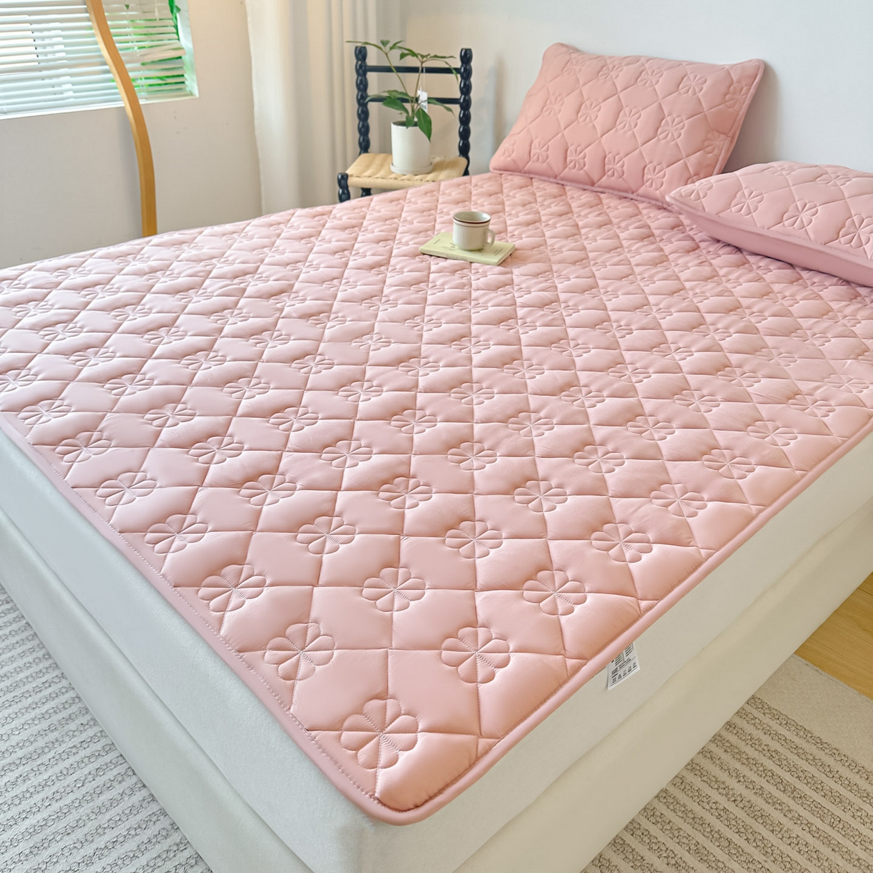 91家纺网 家纺一手货源 找家纺 恒尚居 2025新款大豆抗菌床垫床护垫软垫床褥子防滑学生软床垫四季款-格林 格林-豆粉