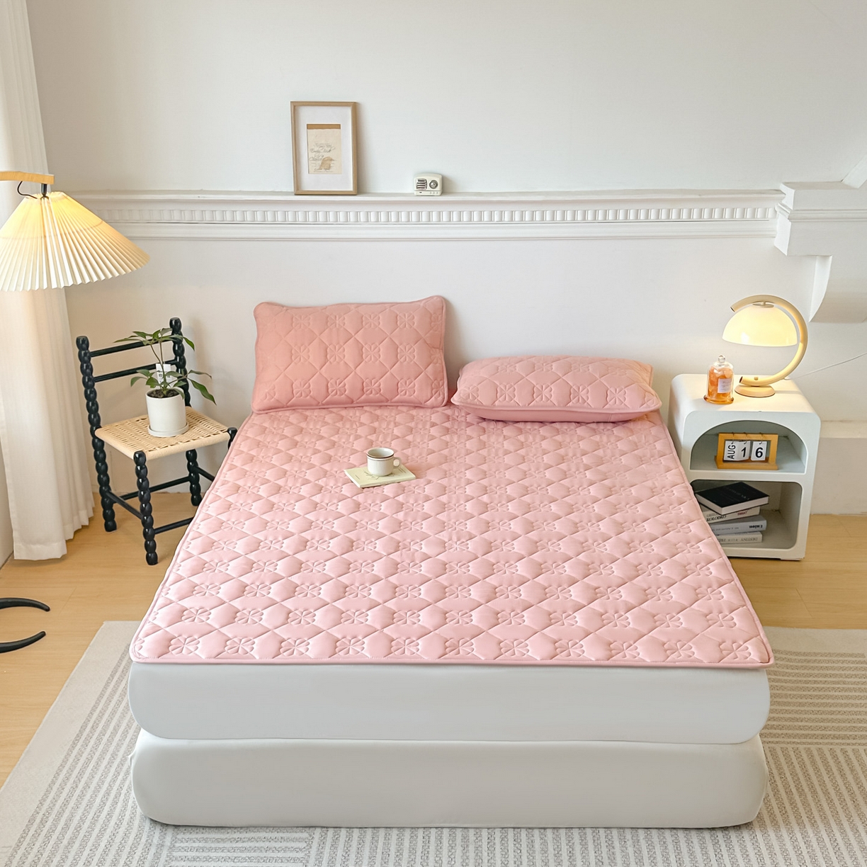 91家纺网 家纺一手货源 找家纺 恒尚居 2025新款大豆抗菌床垫床护垫软垫床褥子防滑学生软床垫四季款-格林 格林-豆粉