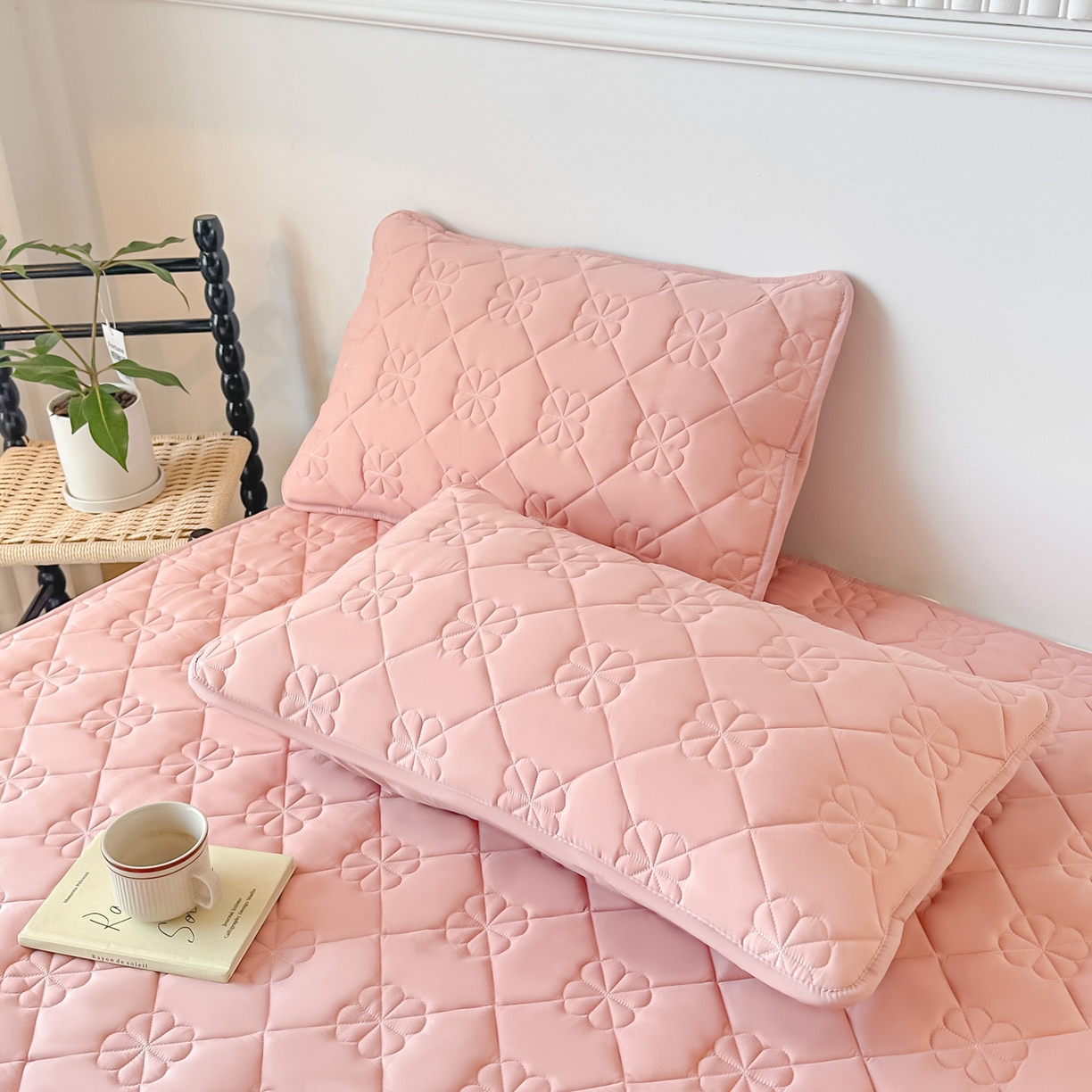 91家纺网 家纺一手货源 找家纺 恒尚居 2025新款大豆抗菌床垫床护垫软垫床褥子防滑学生软床垫四季款-格林 格林-豆粉