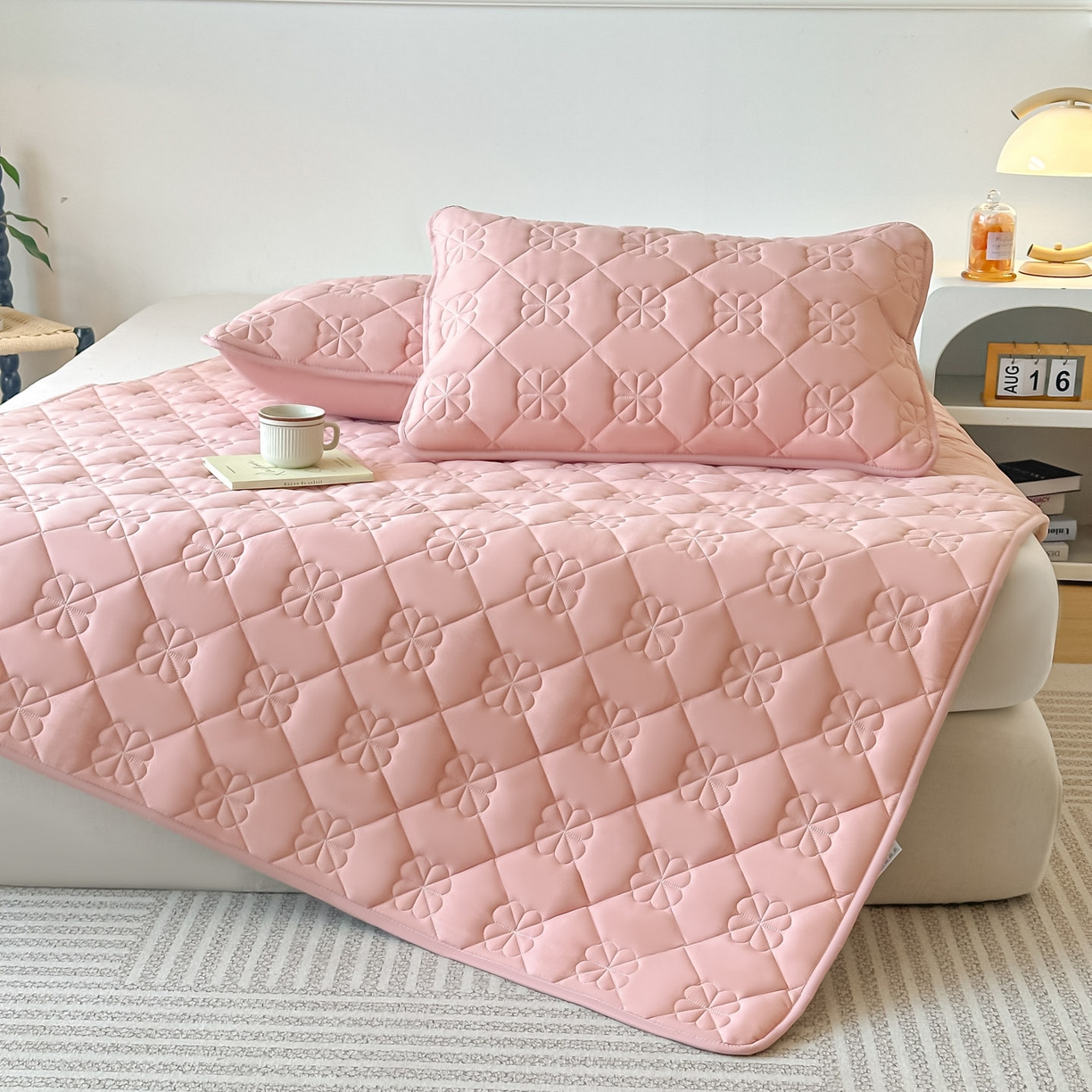 91家纺网 家纺一手货源 找家纺 恒尚居 2025新款大豆抗菌床垫床护垫软垫床褥子防滑学生软床垫四季款-格林 格林-豆粉