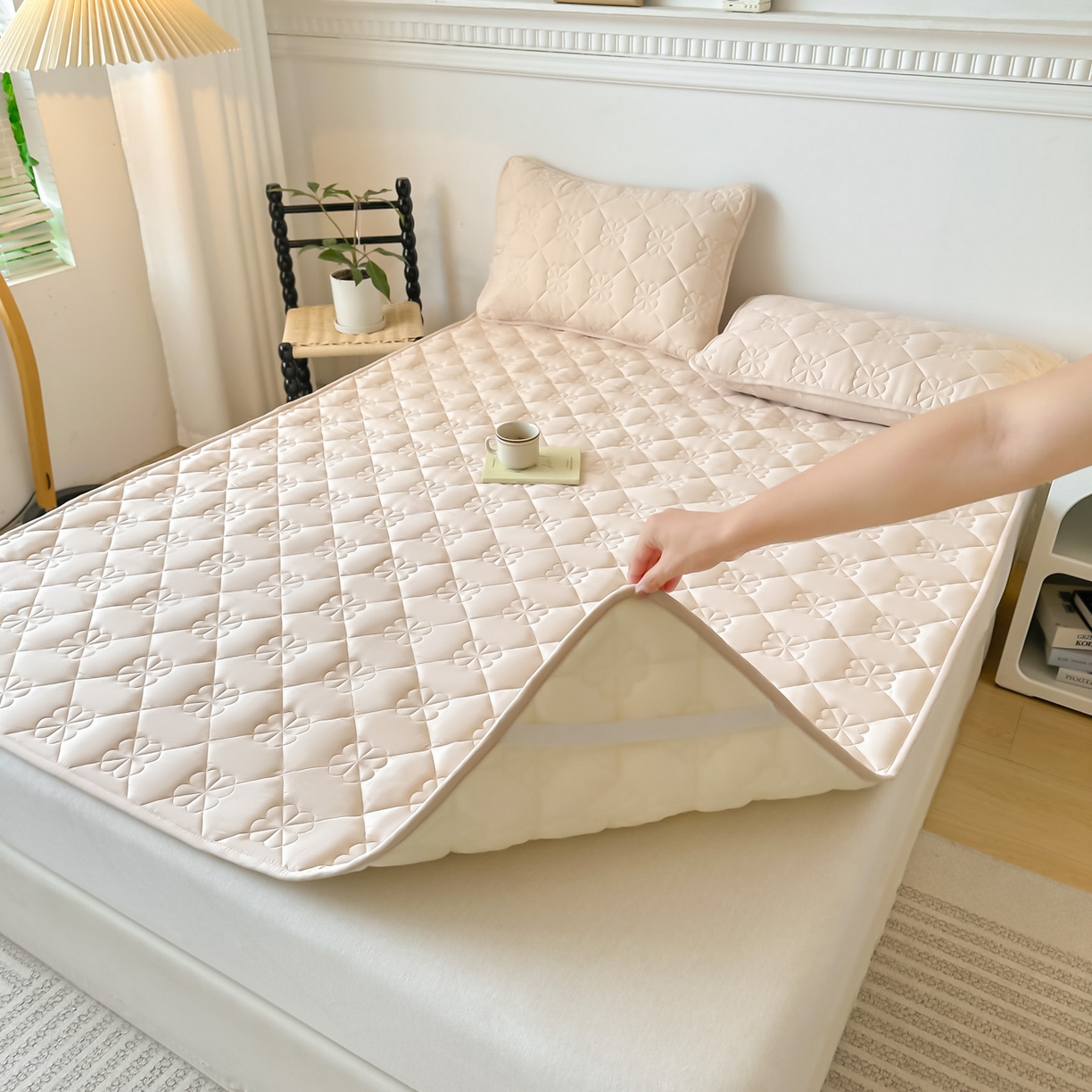 91家纺网 家纺一手货源 找家纺 恒尚居 2025新款大豆抗菌床垫床护垫软垫床褥子防滑学生软床垫四季款-格林 格林-卡其