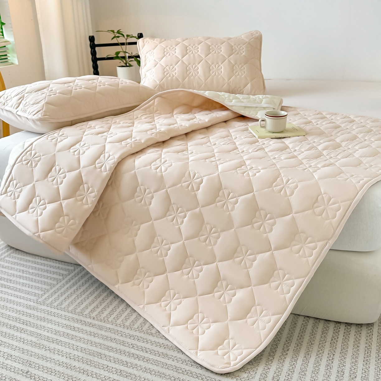 91家纺网 家纺一手货源 找家纺 恒尚居 2025新款大豆抗菌床垫床护垫软垫床褥子防滑学生软床垫四季款-格林 格林-卡其